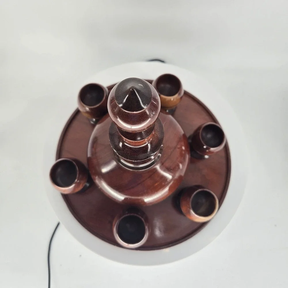 Vintage Hand Turned Wood Decanter Set with 6 Cups and Tray‎ Mid Century Modern